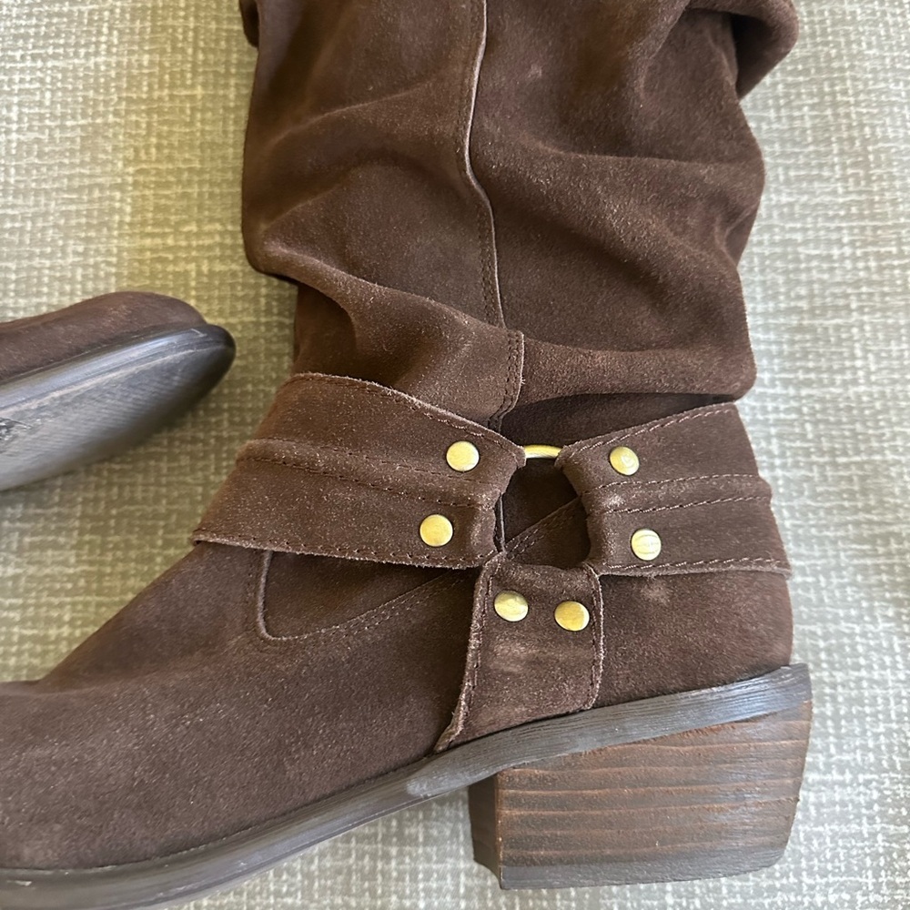 Restricted crunched Brown Suede Cowboy Knee-High Boots size - Picture 13 of 16